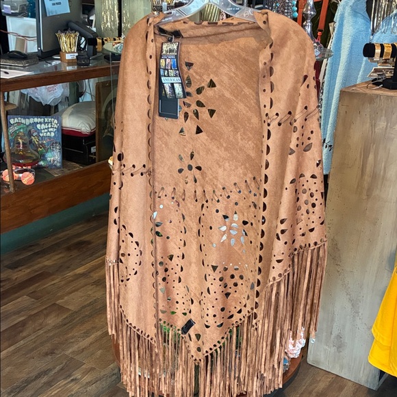 Other - Fringed Tan Poncho